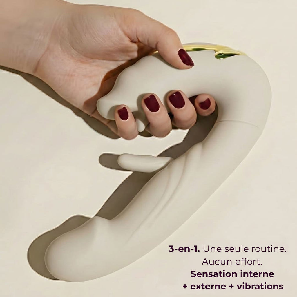L’appareil 3-en-1 tenu en main : sensation interne, externe et vibrations